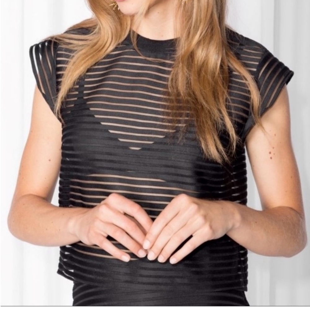 & Other Stories • Transparent Striped Crop Top • 12